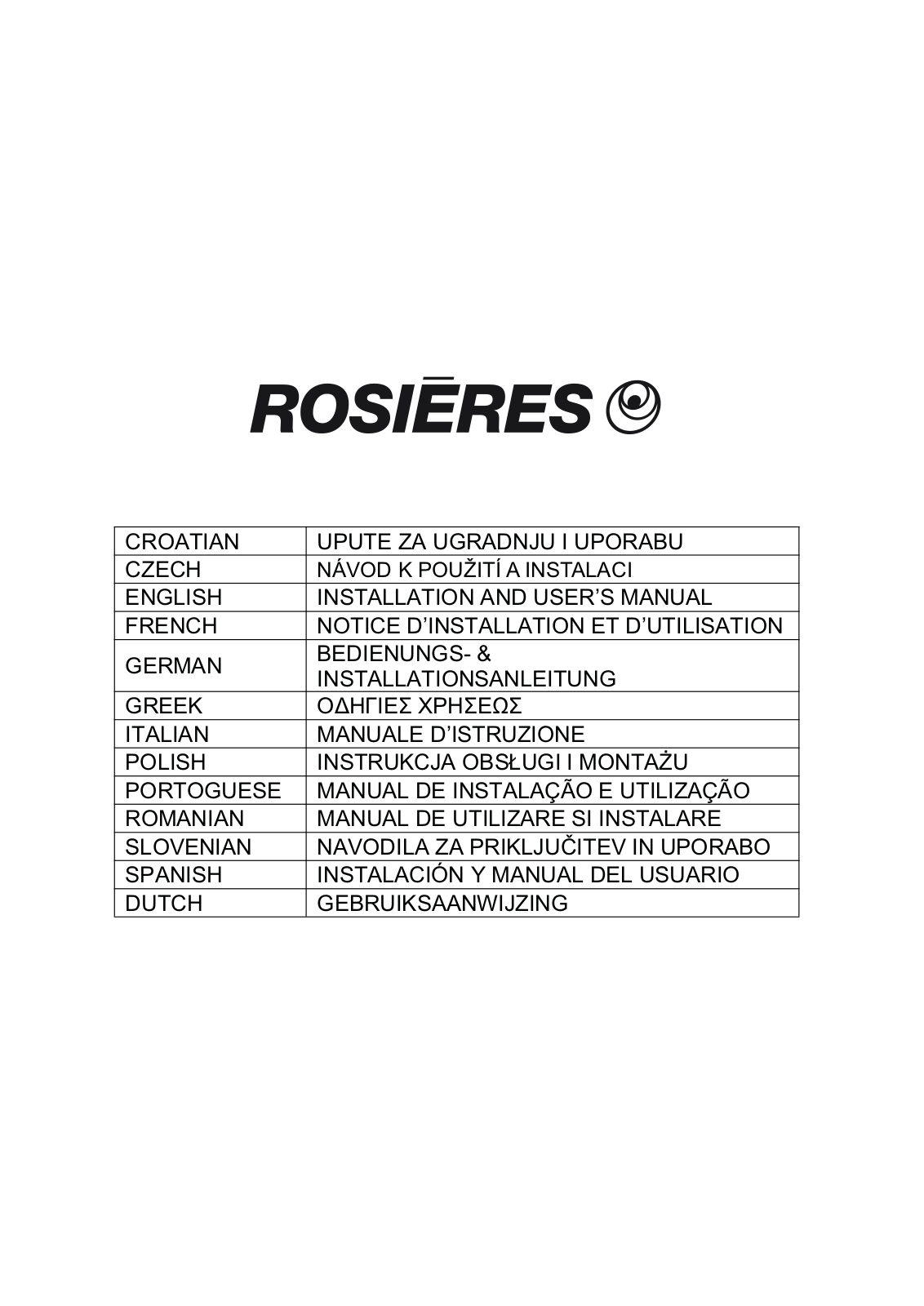 Rosieres RVSPN98 User Manual