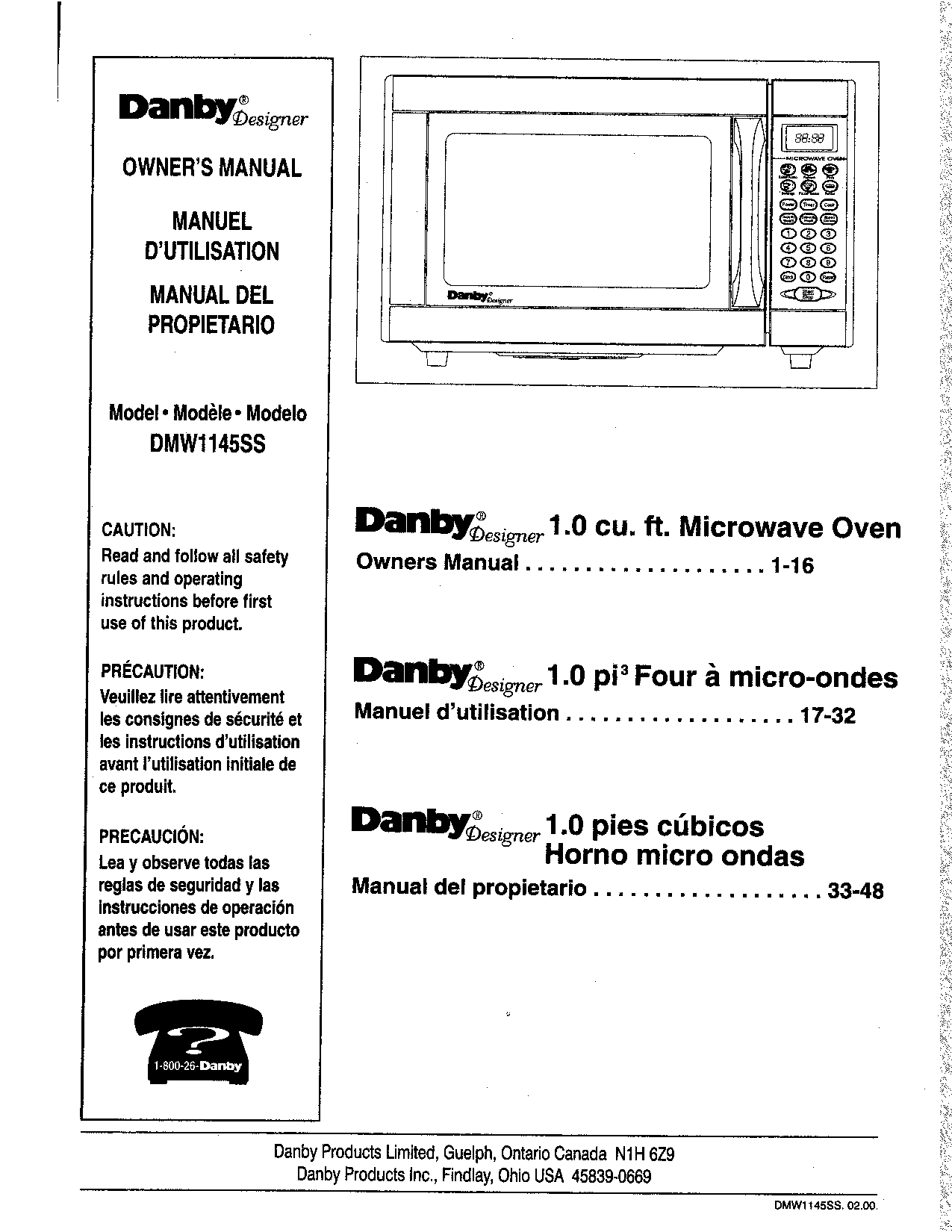 Danby DMW1145SS User Manual