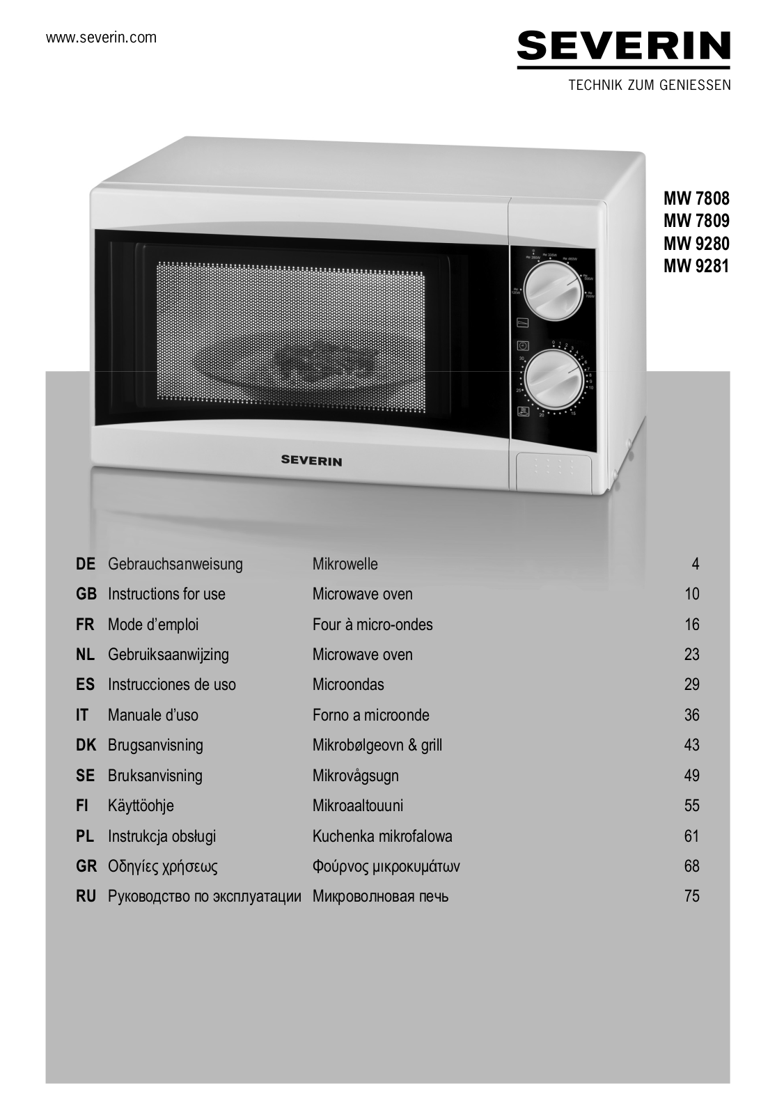 Severin MW 7808 User Manual