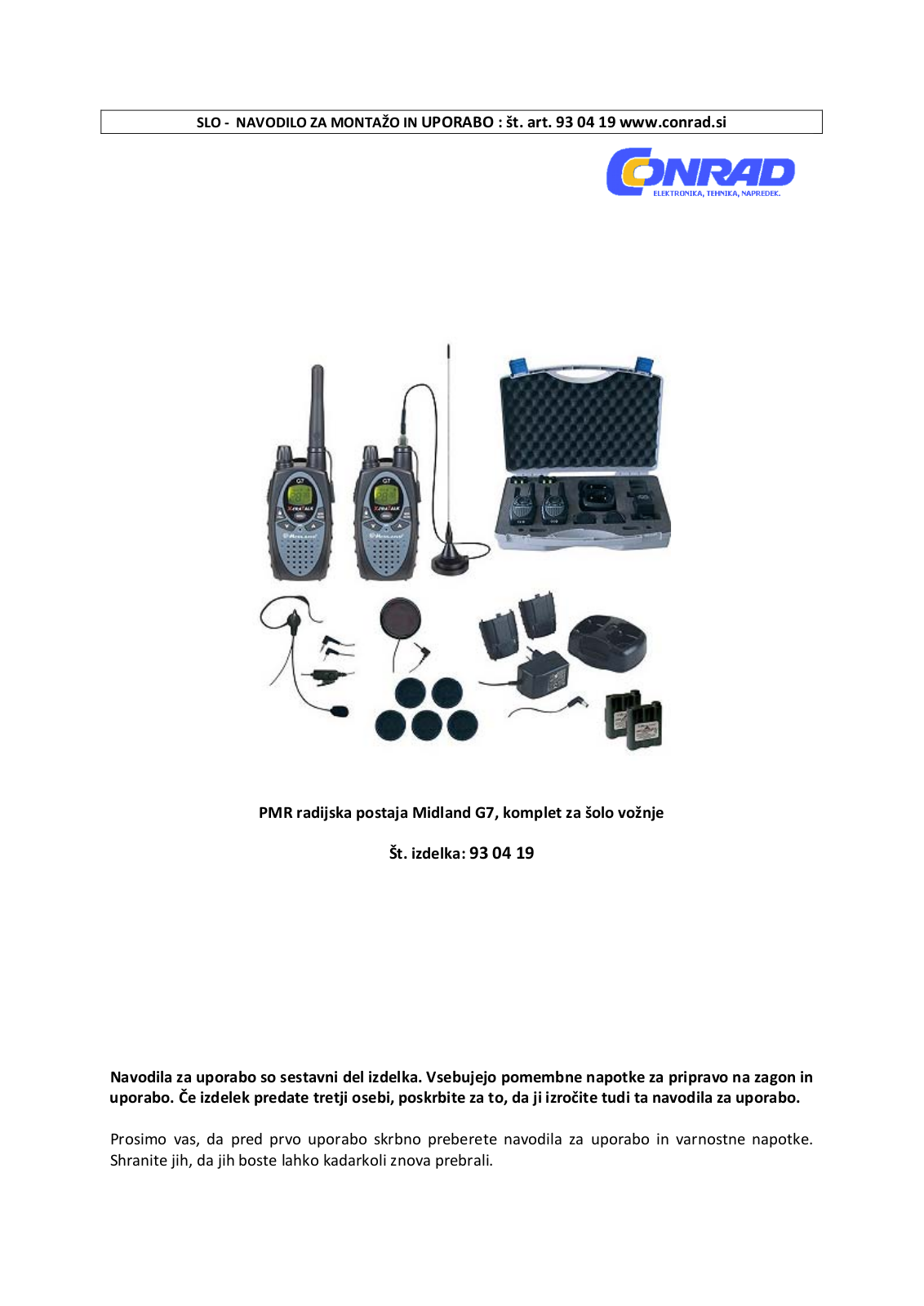 Midland G7 X-TRA TALK User guide