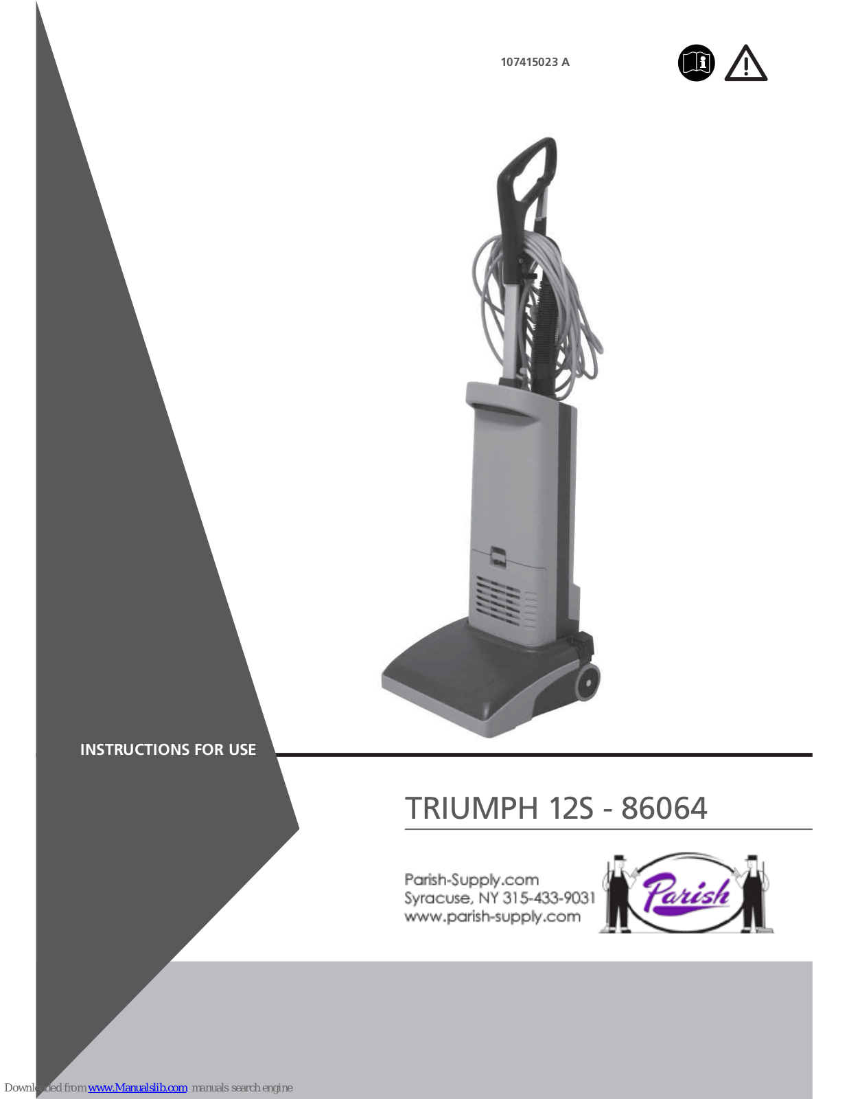 Parish Supply TRIUMPH 12S - 86064 Instruction Manual