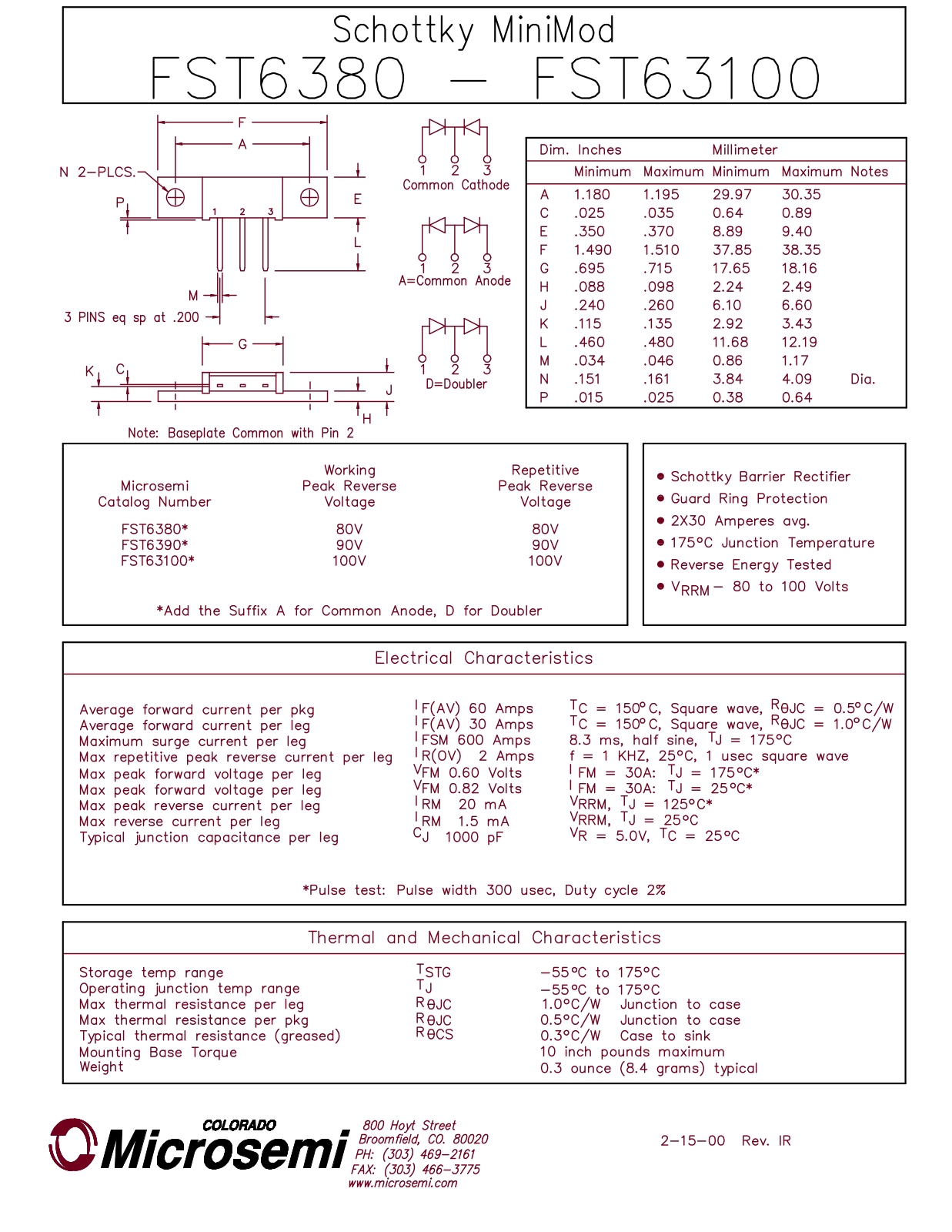 Microsemi Corporation FST6390, FST6380, FST63100 Datasheet