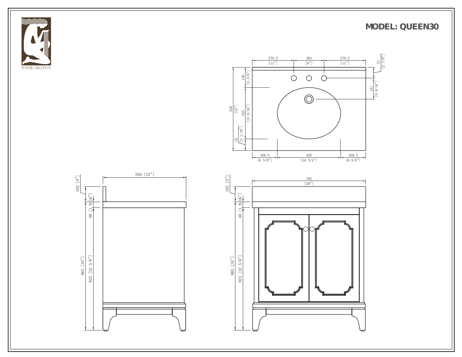 Water Creation VQU030QCCG01, VQU030QCCG00, VQU030QCCG07, VQU030QCCG72, VQU030QCCG68 Specifications