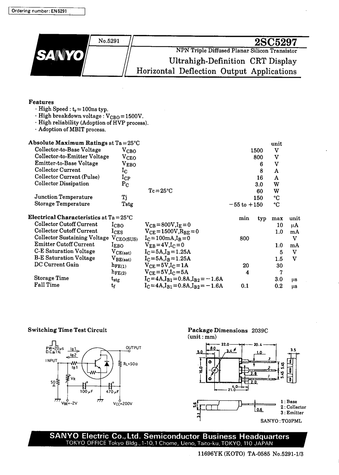 SANYO 2SC5297 Datasheet