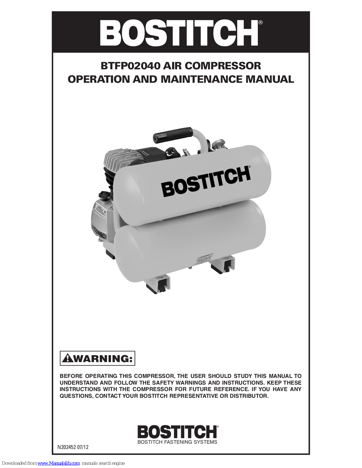 Bostitch BTFP02040, BTFP02043 Operation And Maintenance Manual