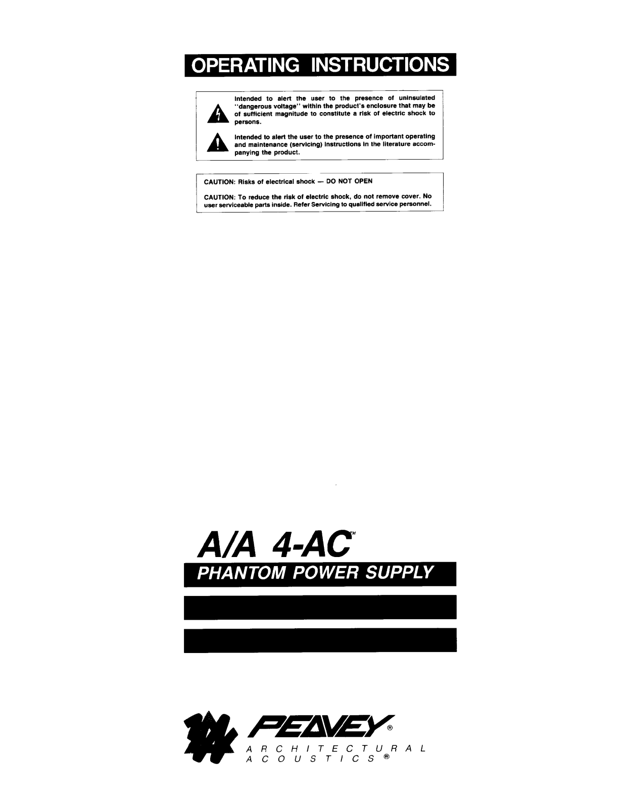 Peavey A-A 4-AC Operating Manual