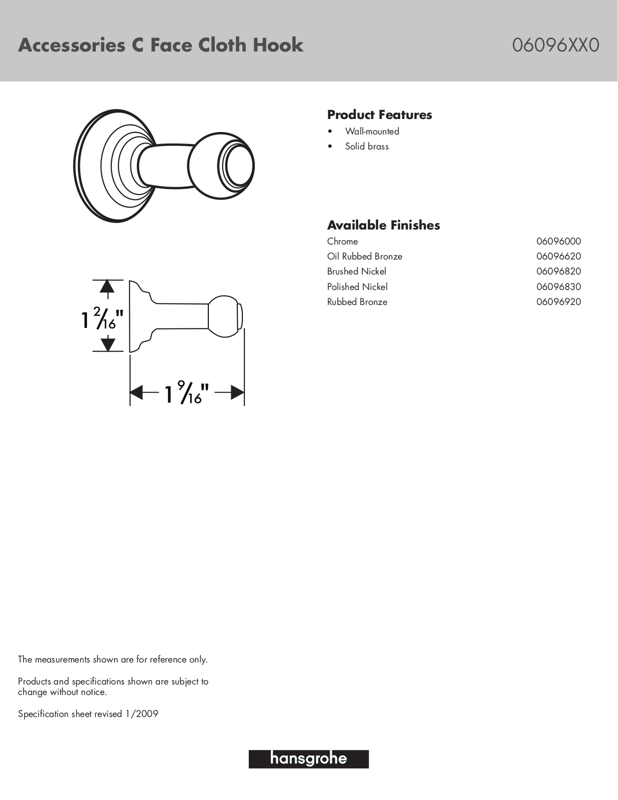 Hans Grohe 06096XX0 User Manual