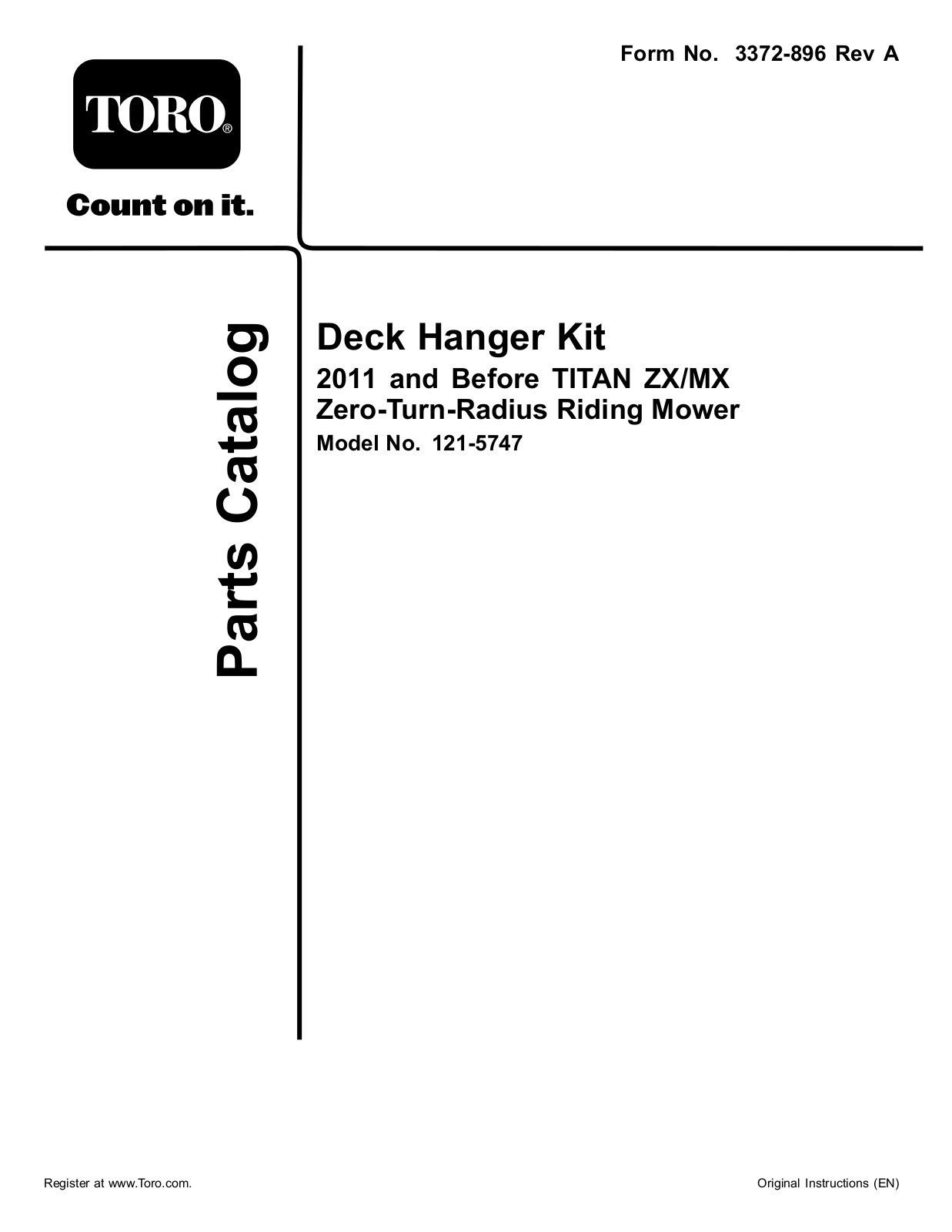 Toro 121-5747 Parts Catalogue