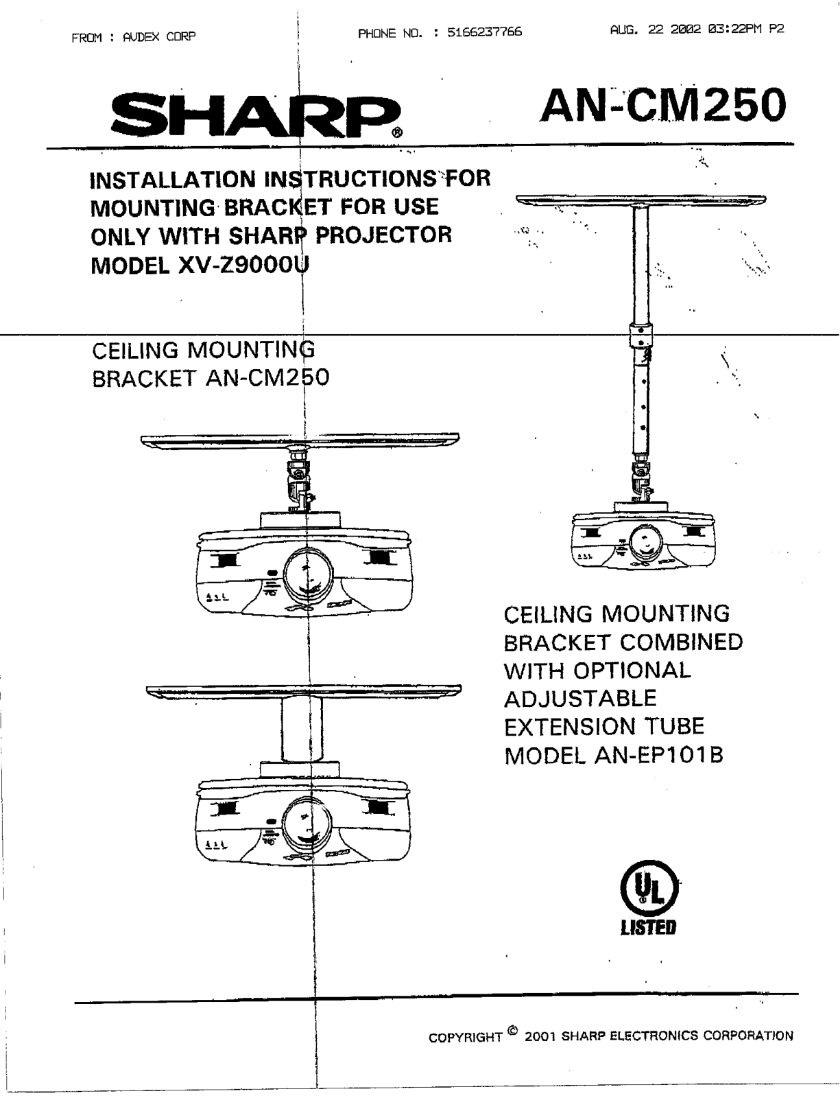 Sharp AN-CM250 Owner's Manual