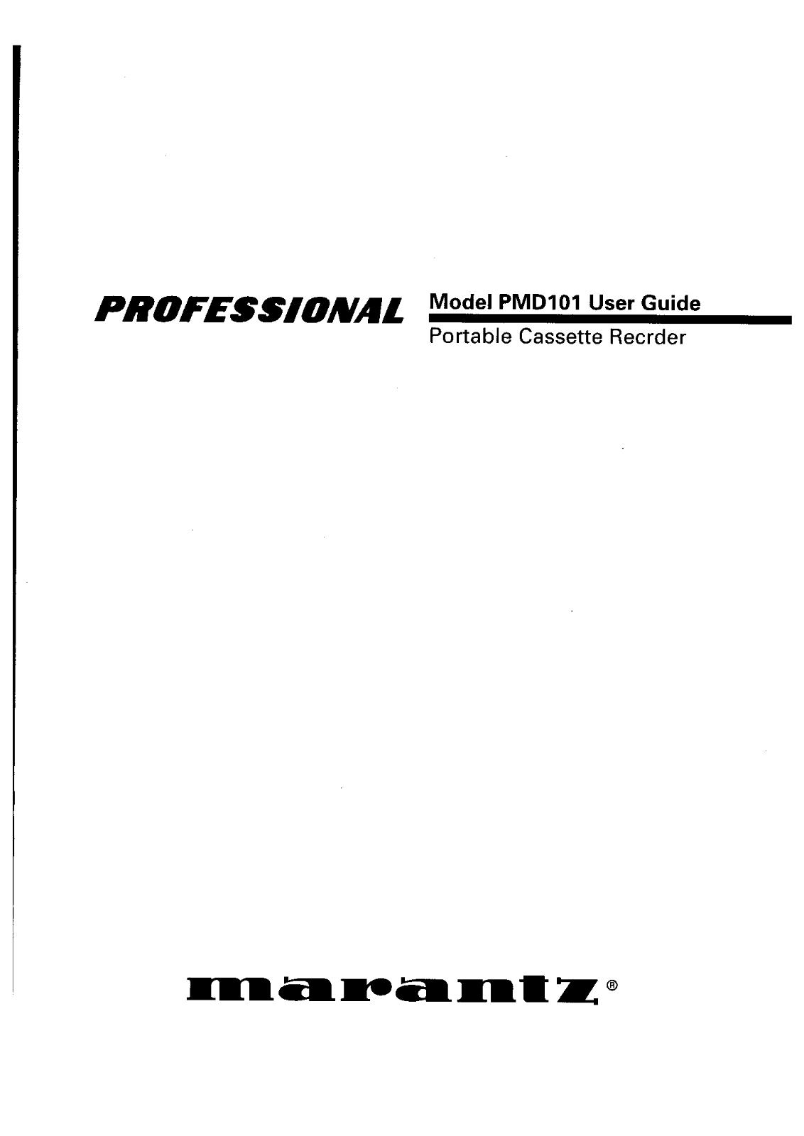 Marantz PMD-101 Owners Manual