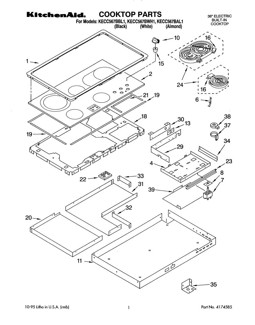 KitchenAid KECC567BWH1 Parts List