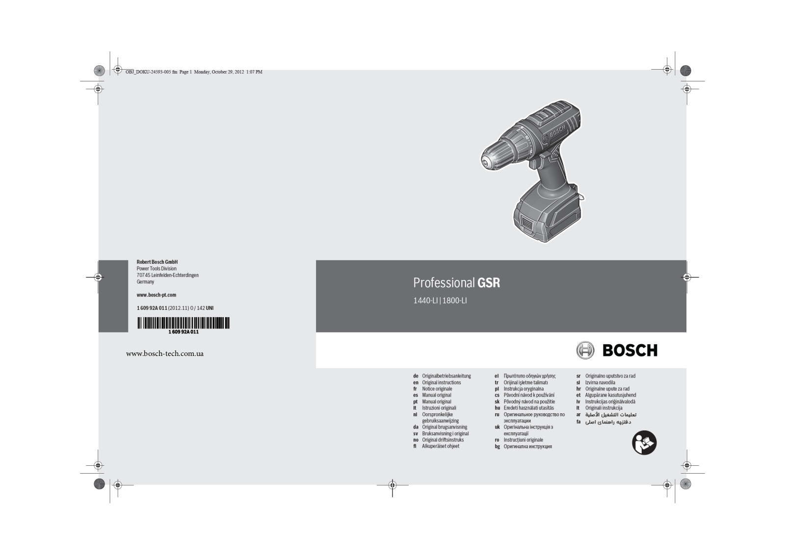 Bosch GSR 1800-LI User manual