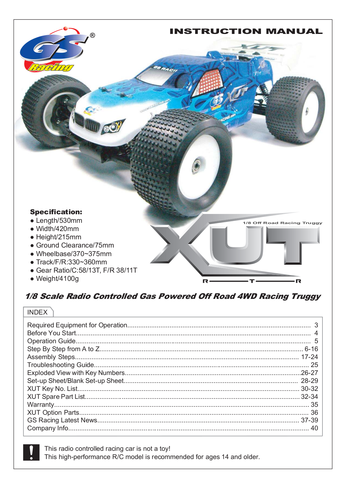 GS Racing XUT RTR User guide - ManualMachine.com