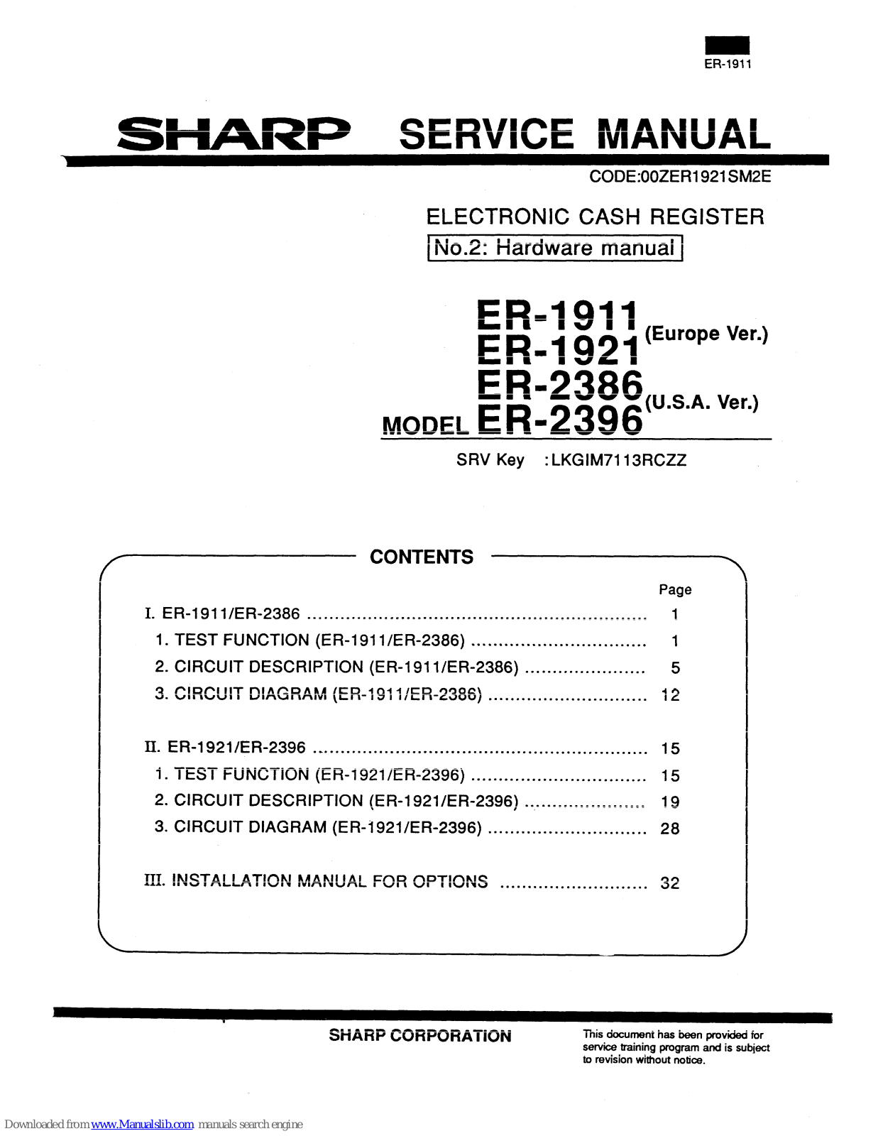 Sharp ER-1911, ER-2386, ER-1921, ER-2396 Service Manual - ManualMachine.com