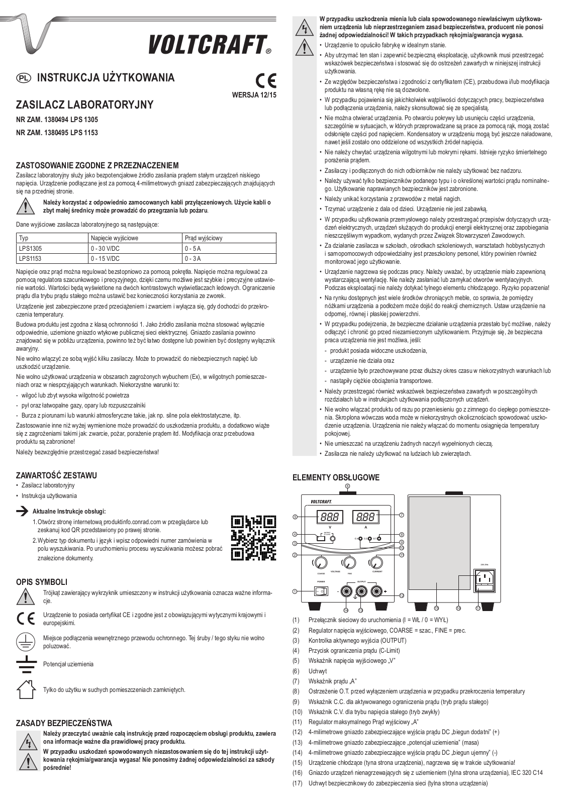 VOLTCRAFT LPS1305, LPS1153 User guide