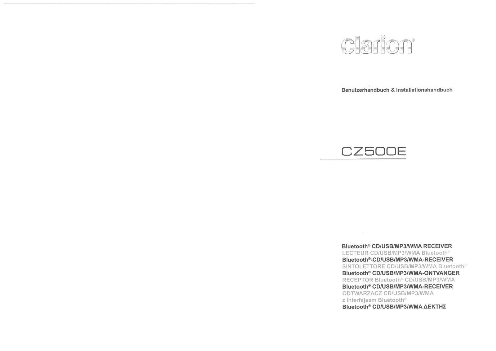 Clarion CZ500E Owner`s Manual