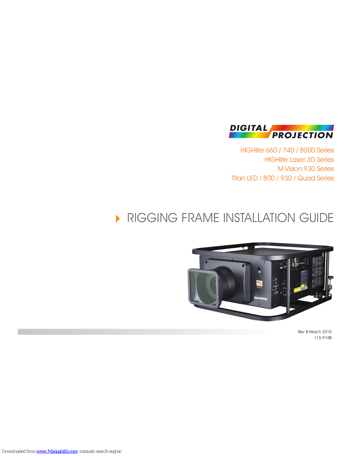 Digital Projection RIGGING FRAME Installation Manual