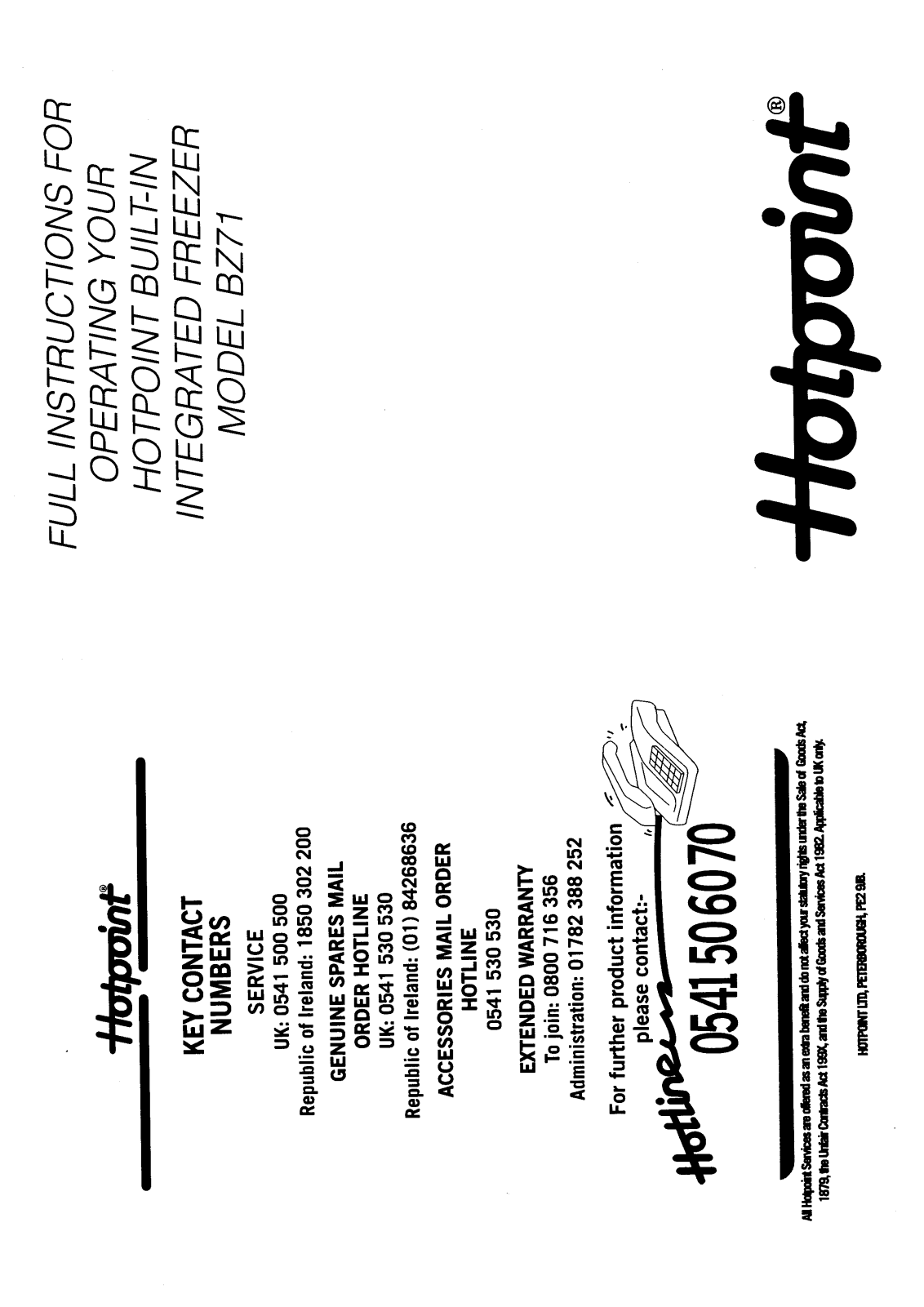 Hotpoint BZ71 User Manual