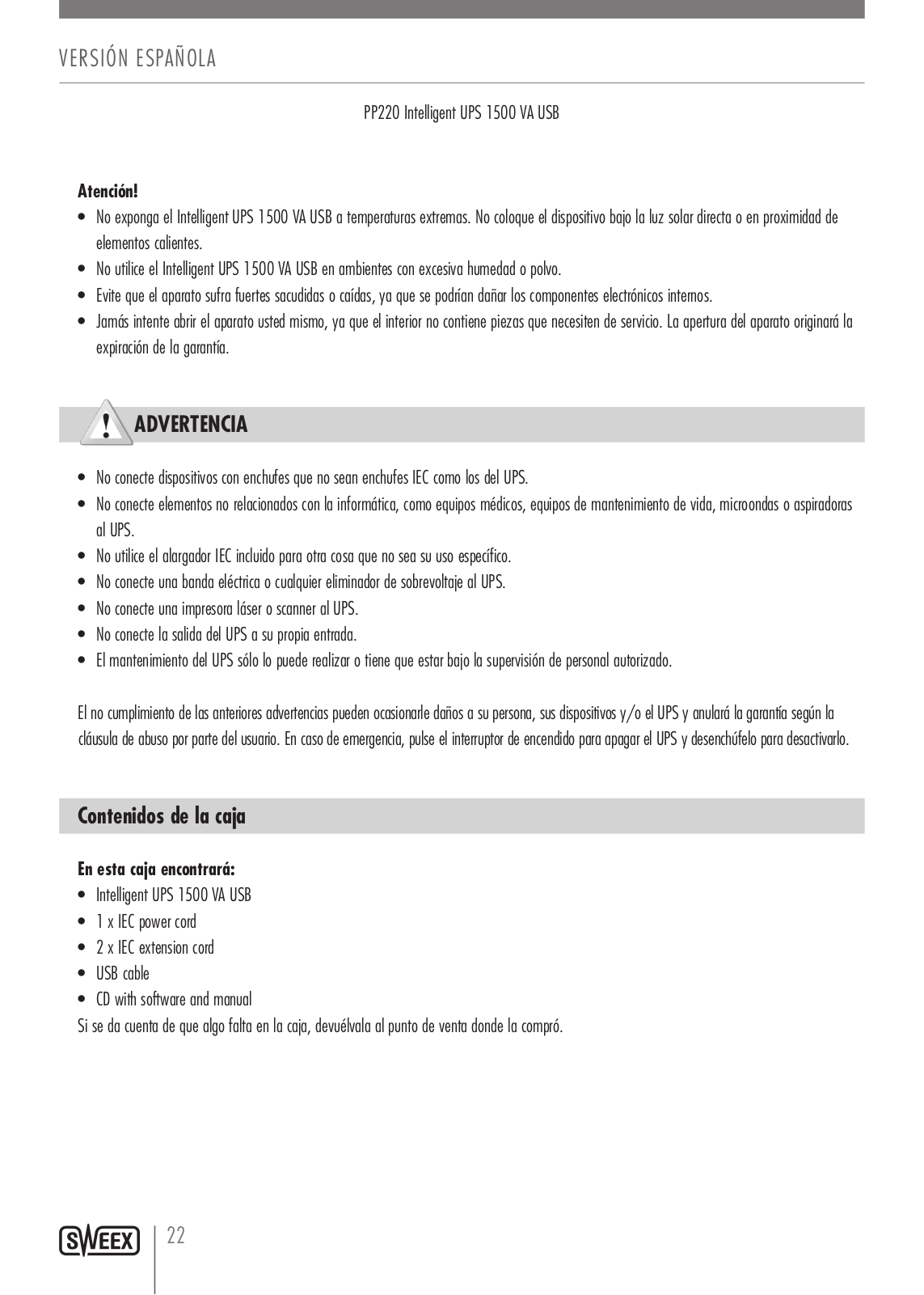 Sweex PP220 User Manual