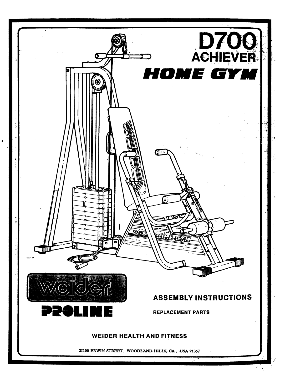 Weider D700 User Manual