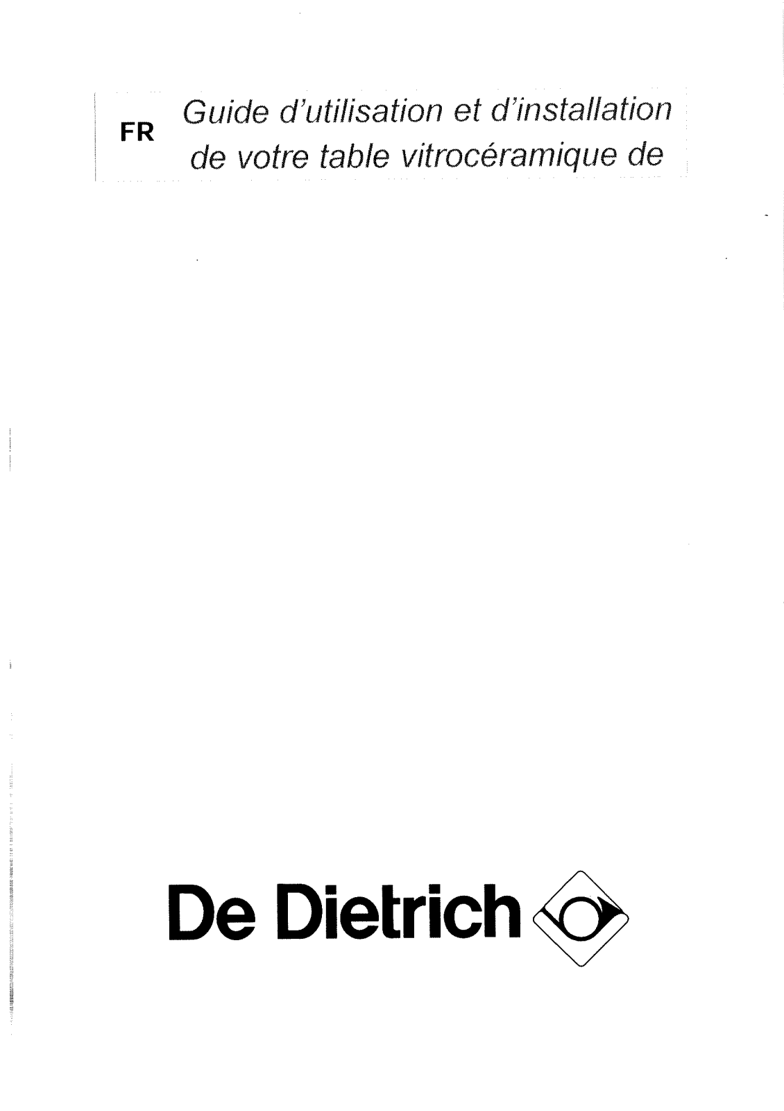 De dietrich DTV104BE1, DTV104WE1 User Manual