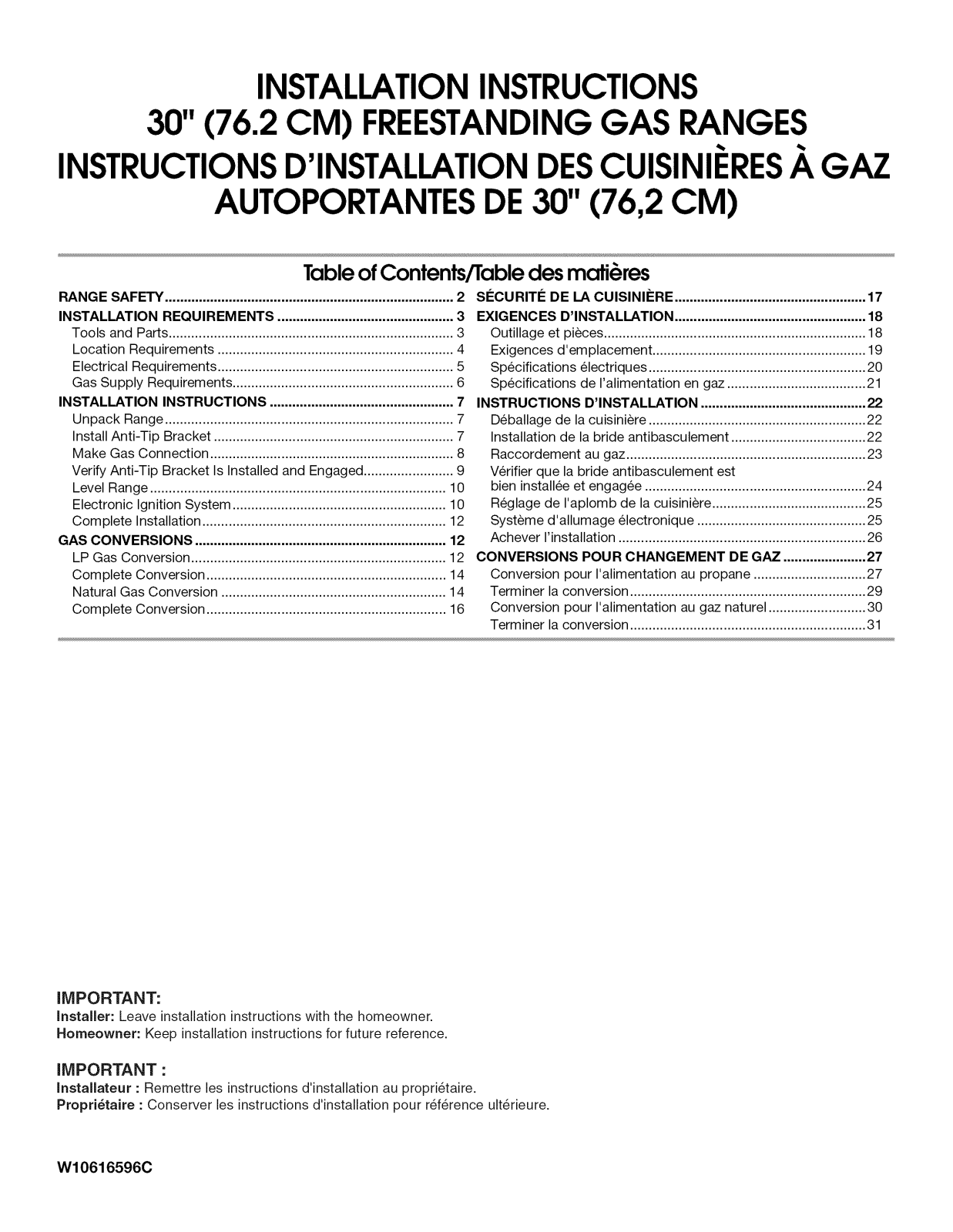 Whirlpool WFG505M0BW0, WFG505M0BS3, WFG505M0BS0, WFG505M0BB0 Installation Guide - ManualMachine.com