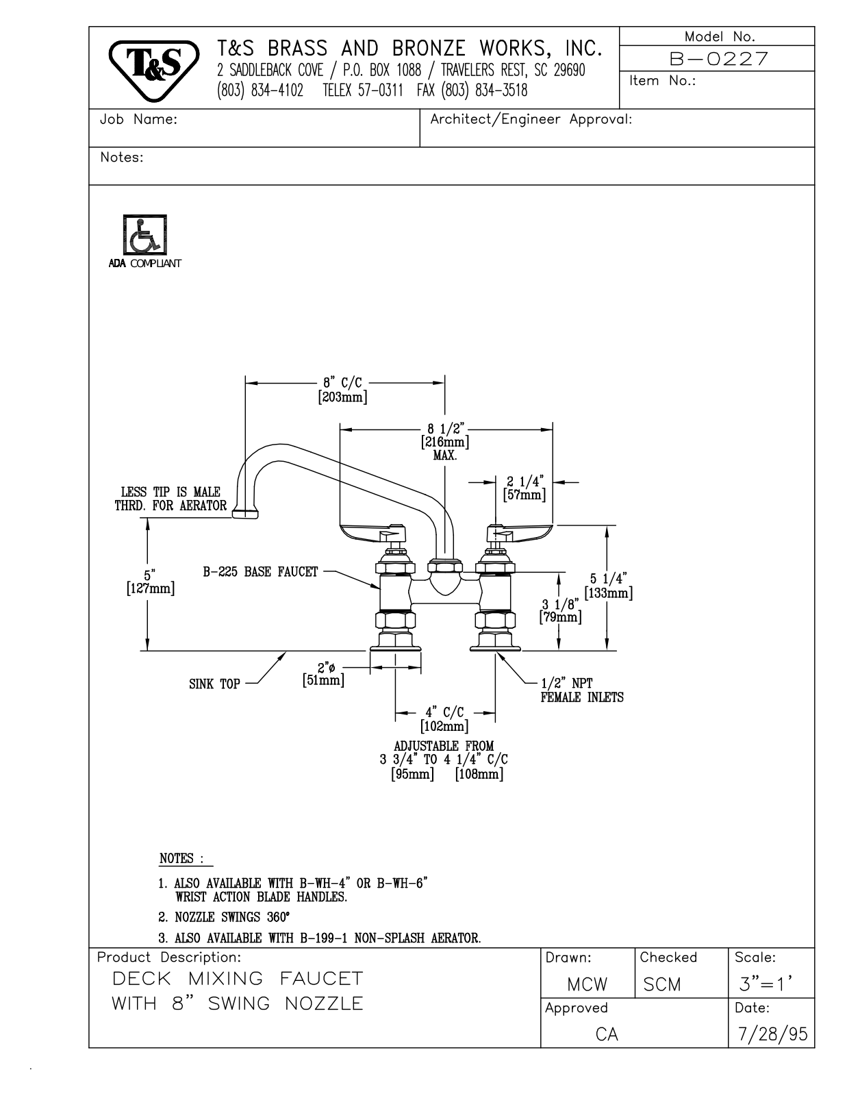 T & S Brass & Bronze Works B-0227 General Manual