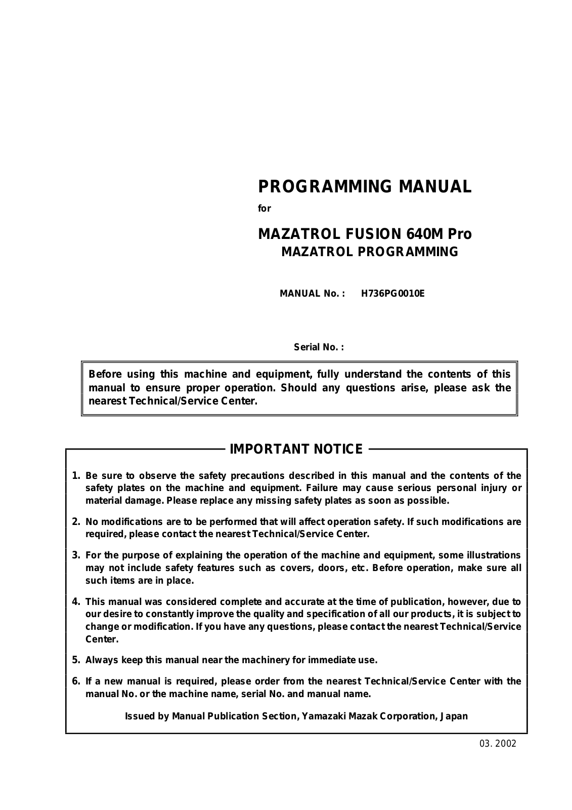 mazak Mazatrol Fusion Programming Manual