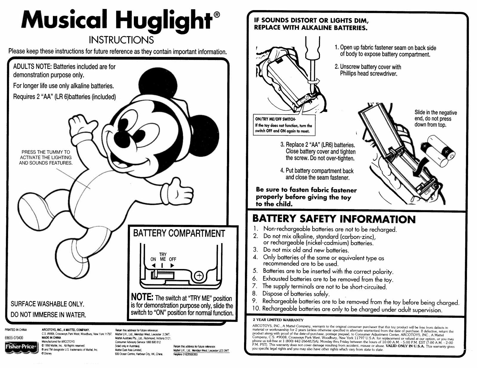 Fisher-Price 69655 Instruction Sheet