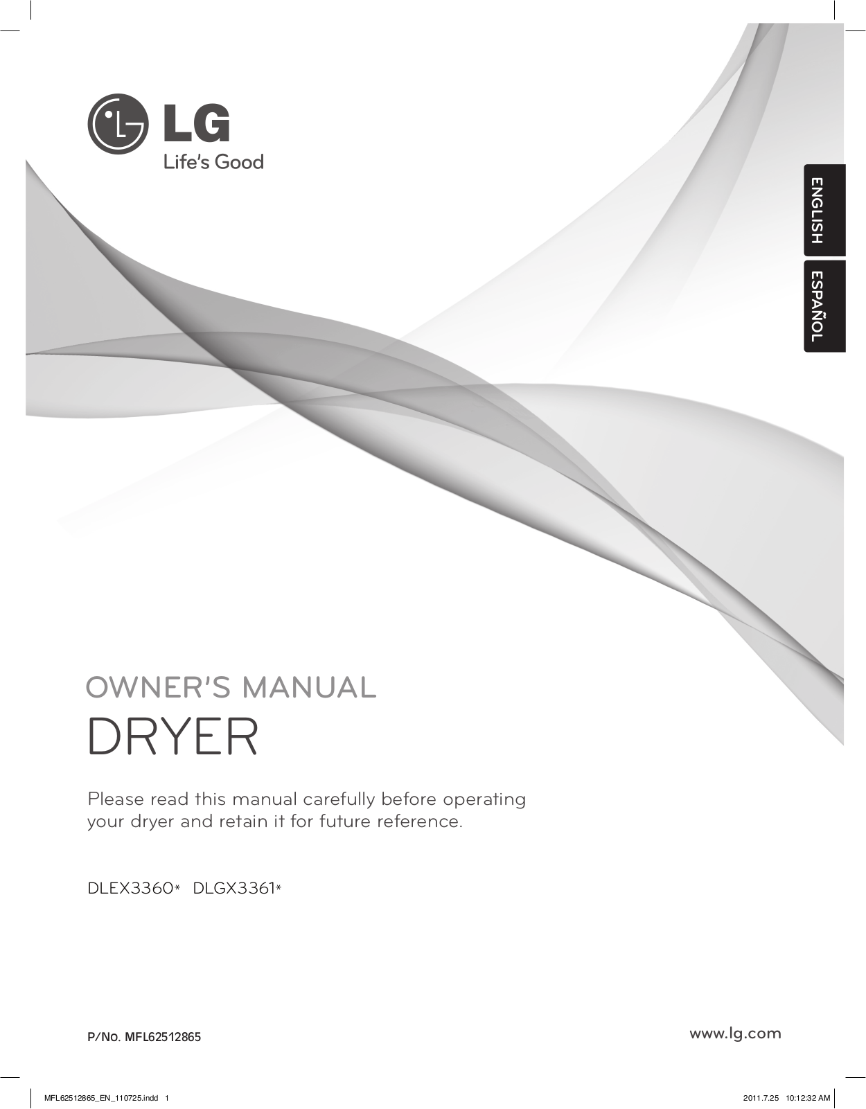 LG DLEX3360V User Manual