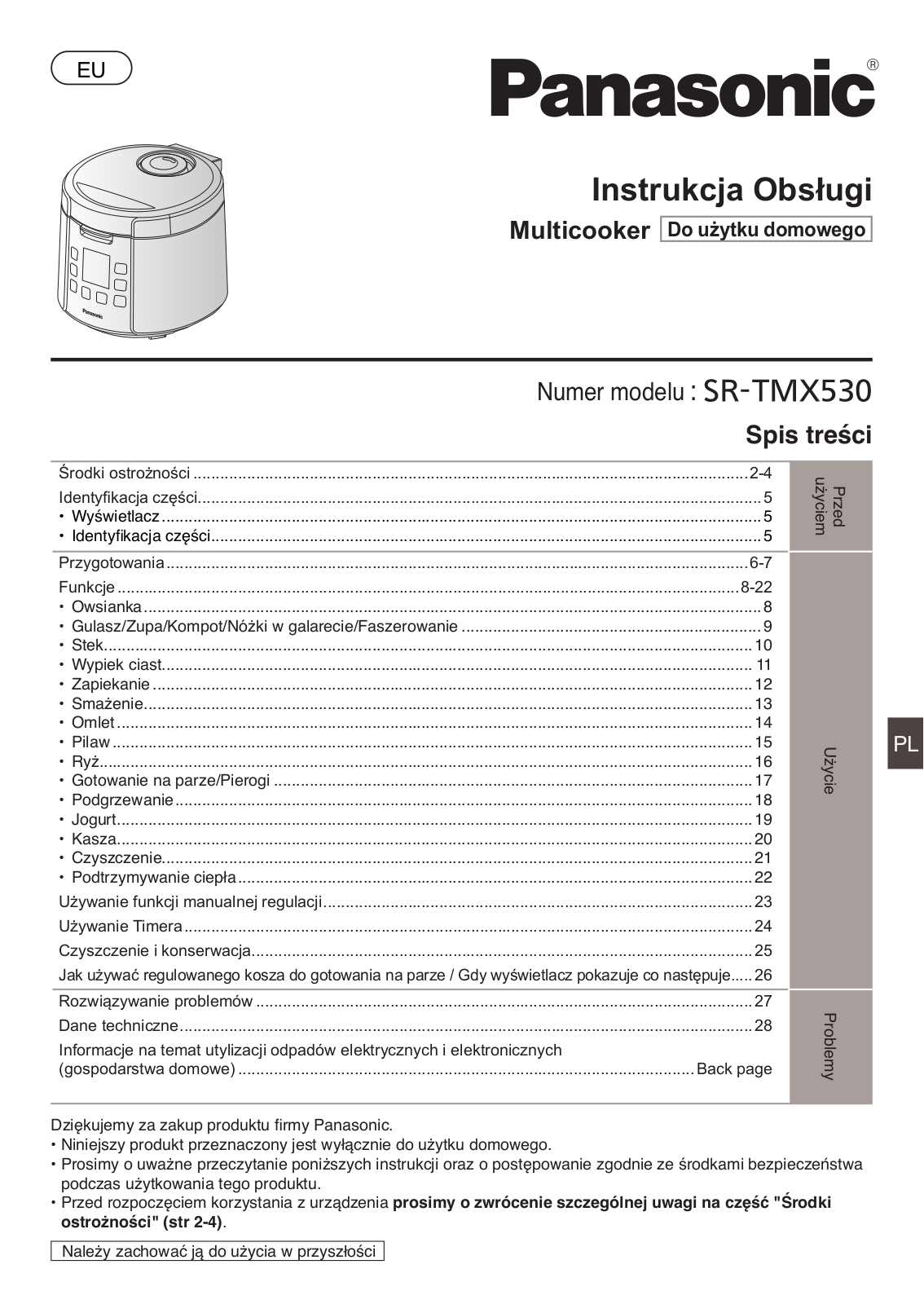 Panasonic SR-TMX530 User Manual