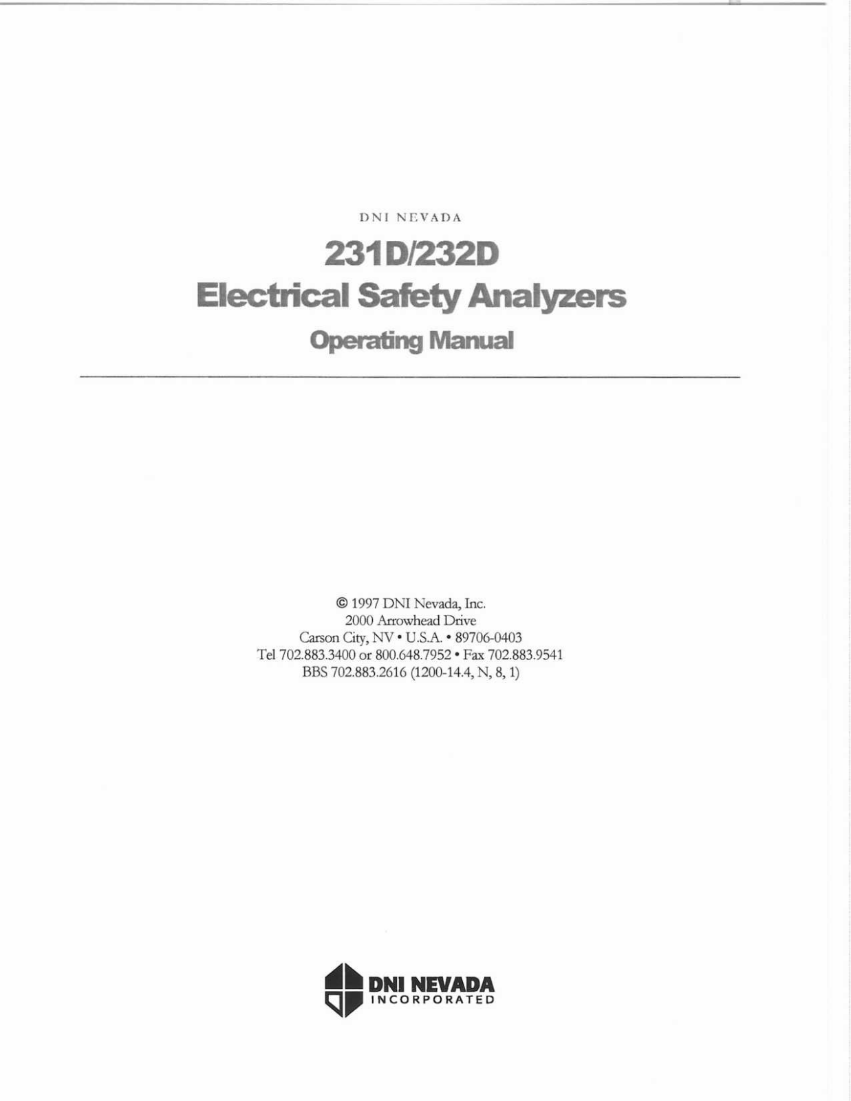 DNI Nevada 231D, Nevada 232D User manual