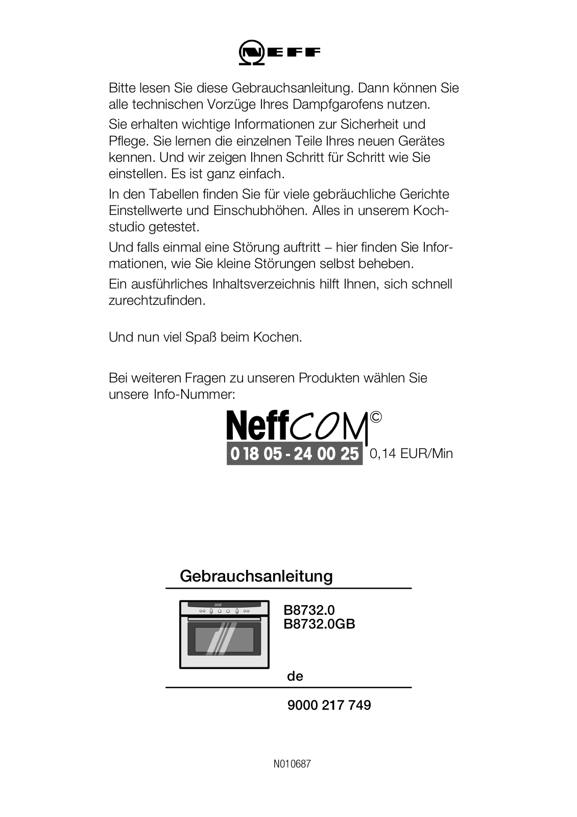 Neff B8732N0GB, B8732N0 User Manual