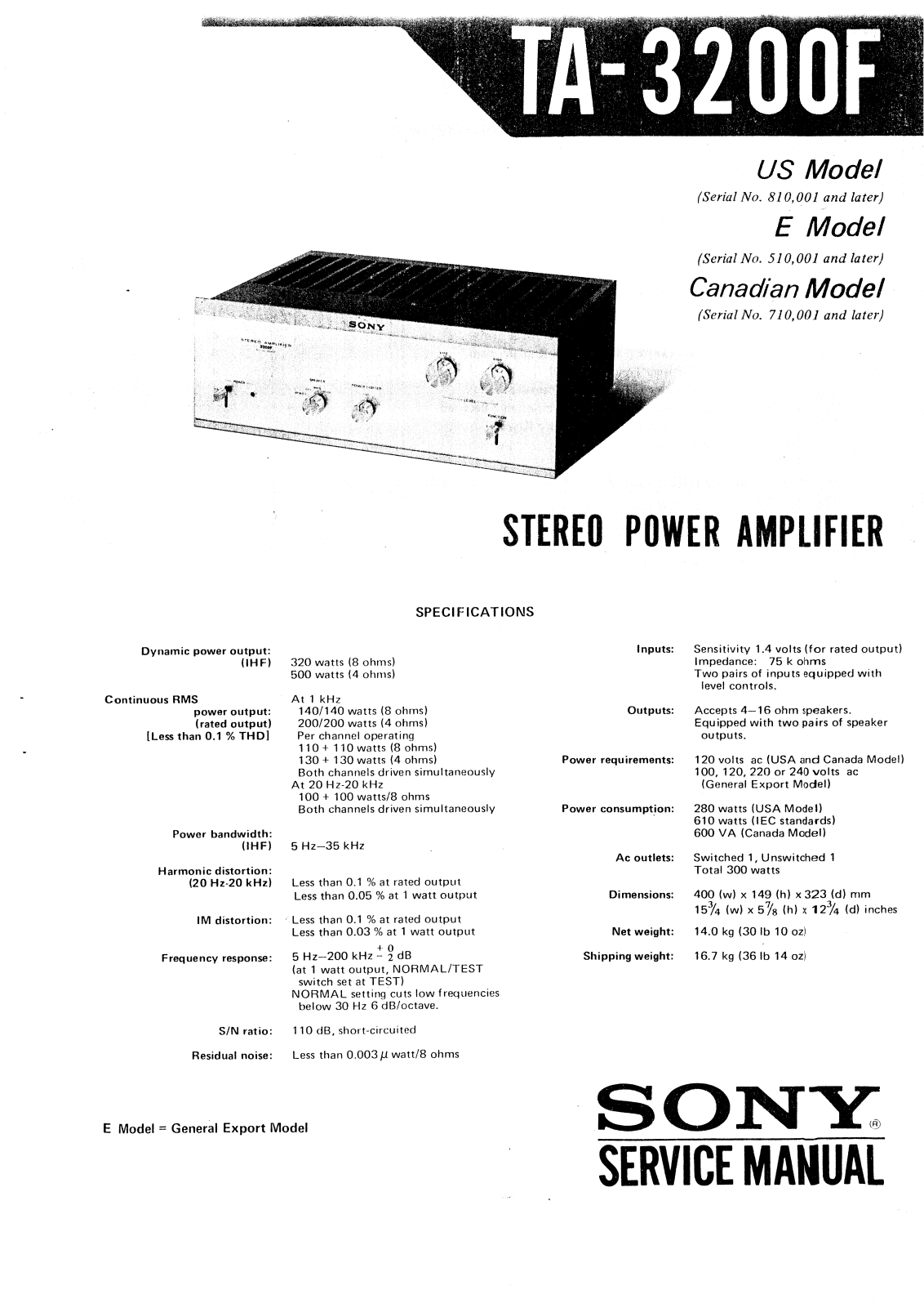 Sony TA-3200-F Service manual