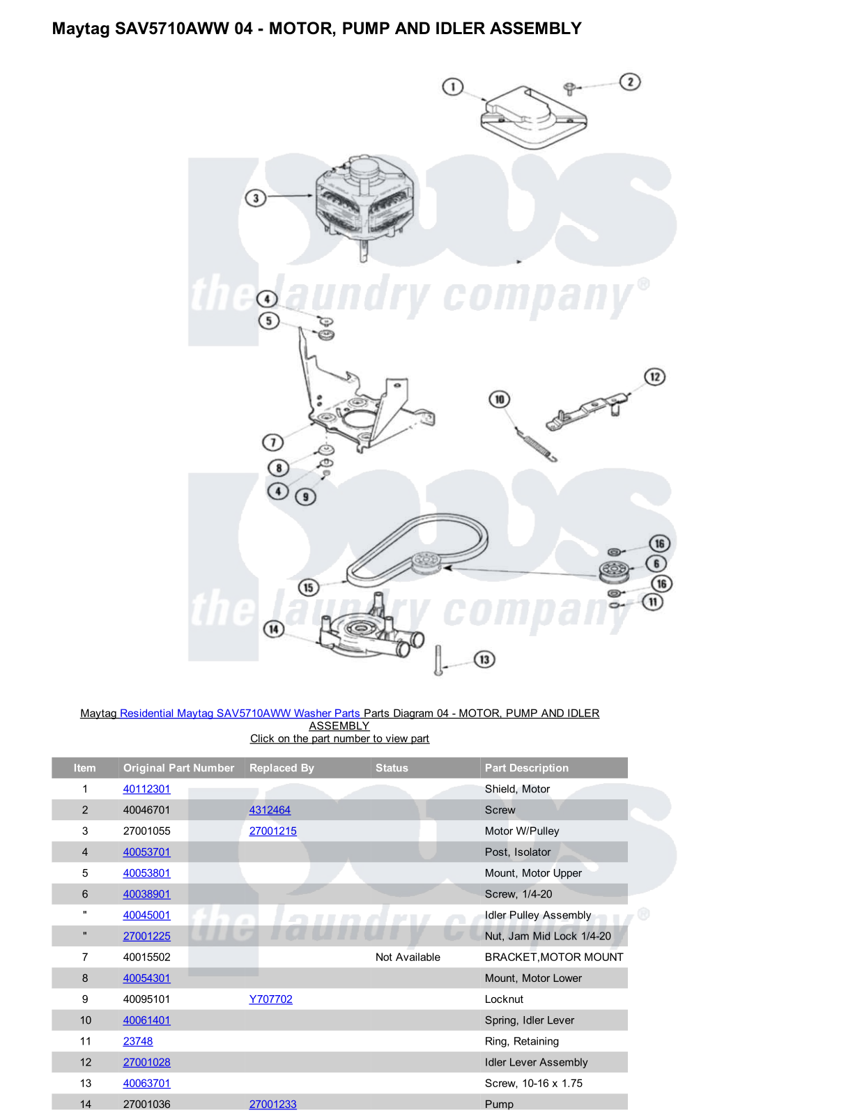 Maytag SAV5710AWW Parts Diagram