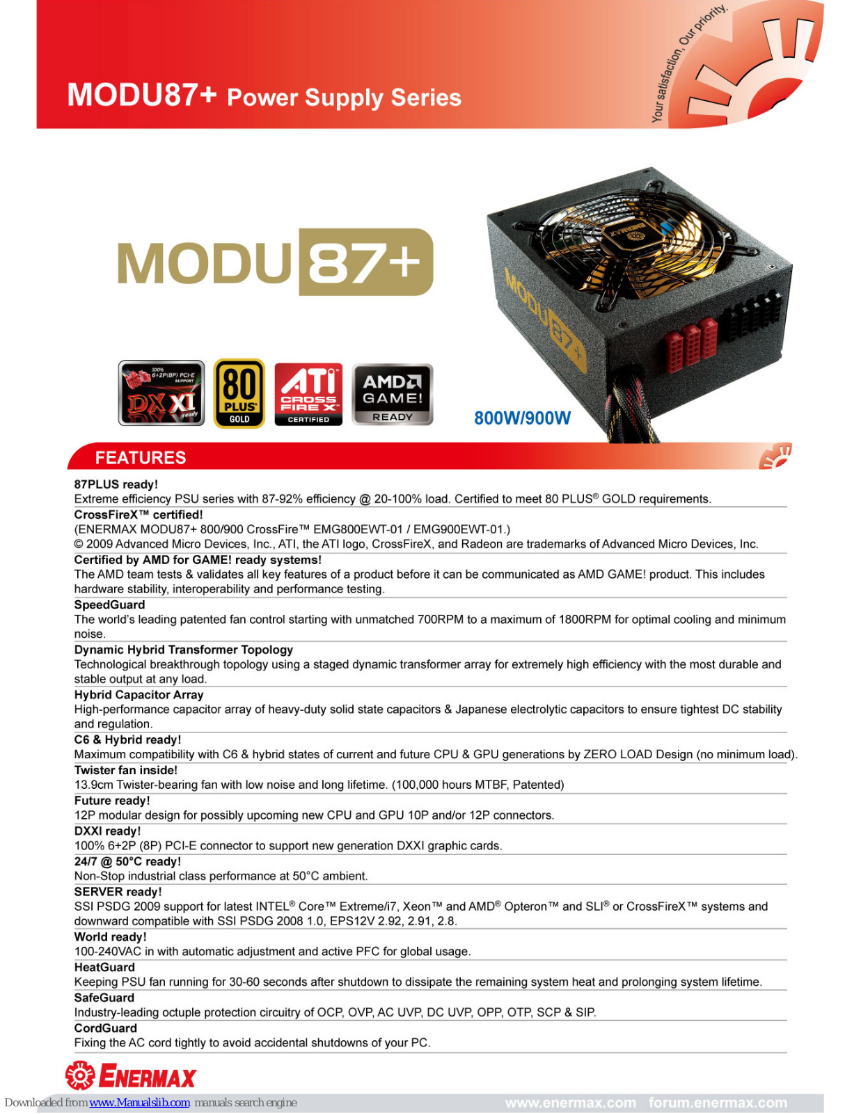 ENERMAX MODU87 PLUS, MODU87+ EMG800EWT-01, MODU87+ EMG900EWT-01 Datasheet