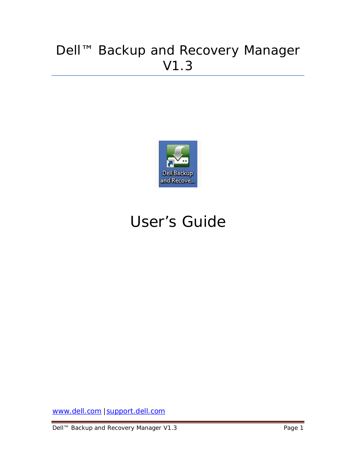 DELL Backup and Recovery Manager V1.3 User Guide