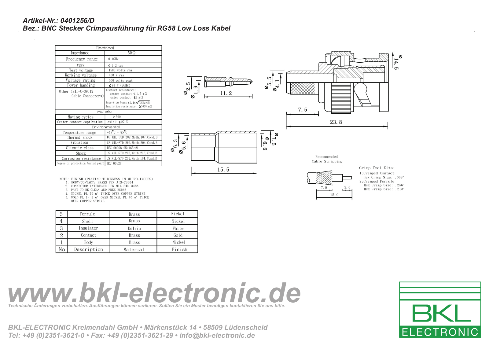 BKL BNC 0401256D Datasheet - ManualMachine.com