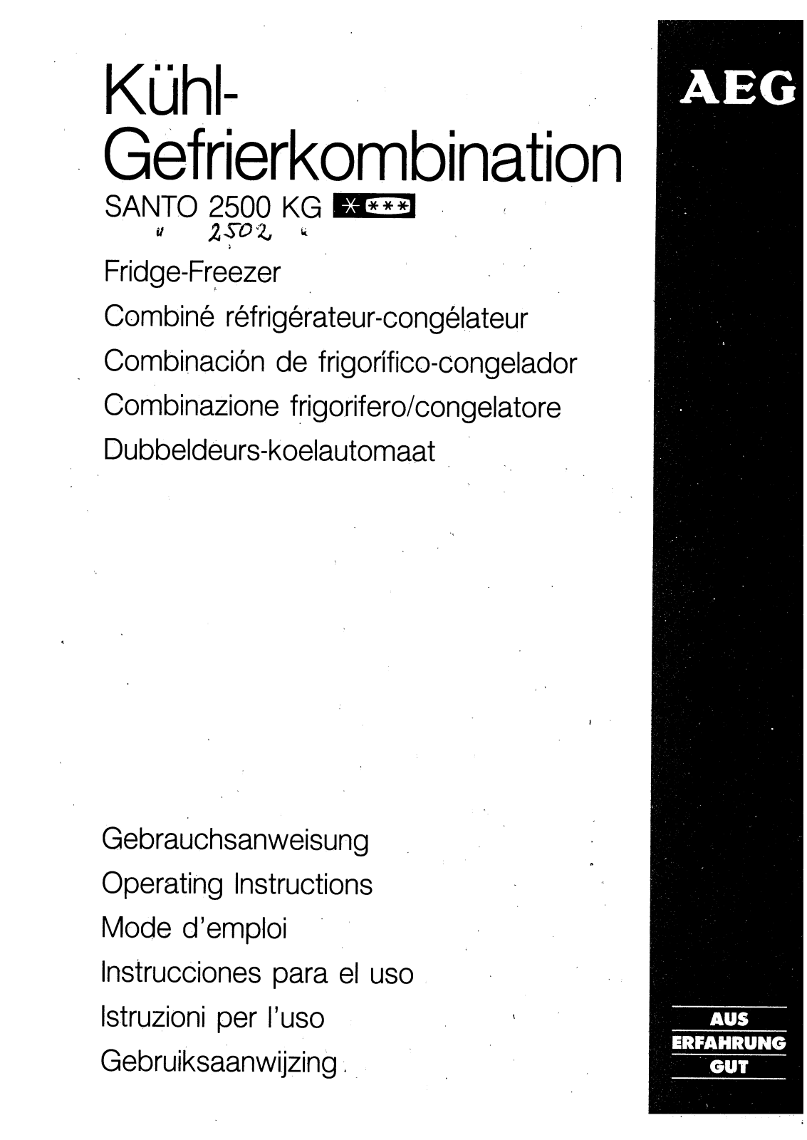 Aeg SANTO 2500KG Operating Manual