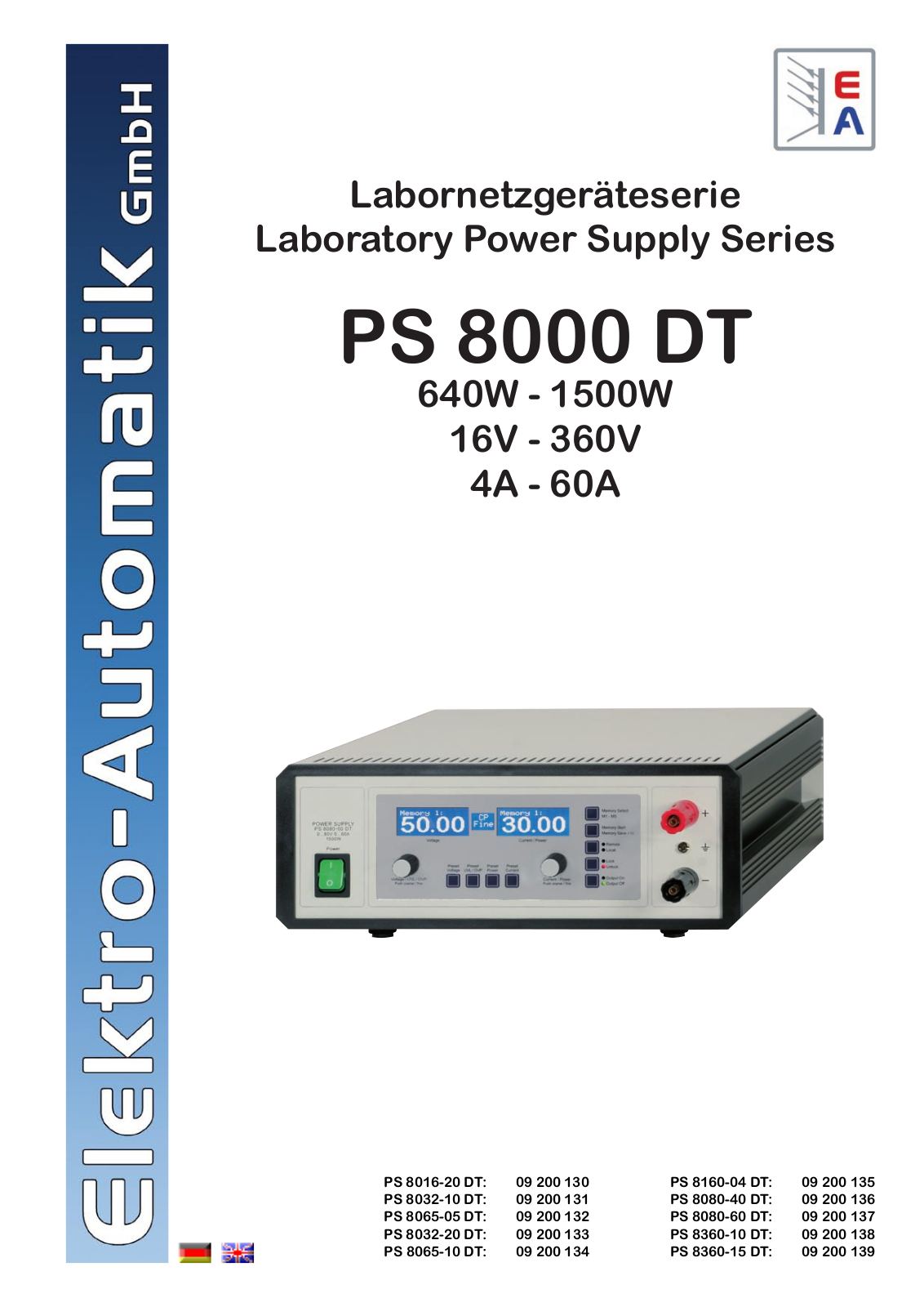 EA Elektro Automatik PS 8000 DT operating manual