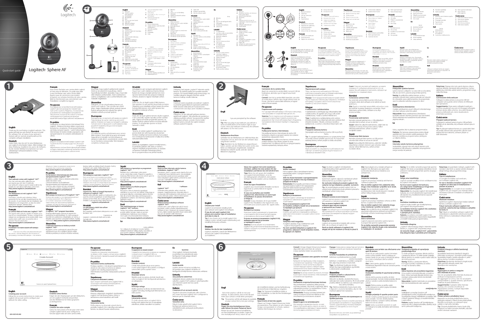 Logitech SPHERE AF QUICK START GUIDE