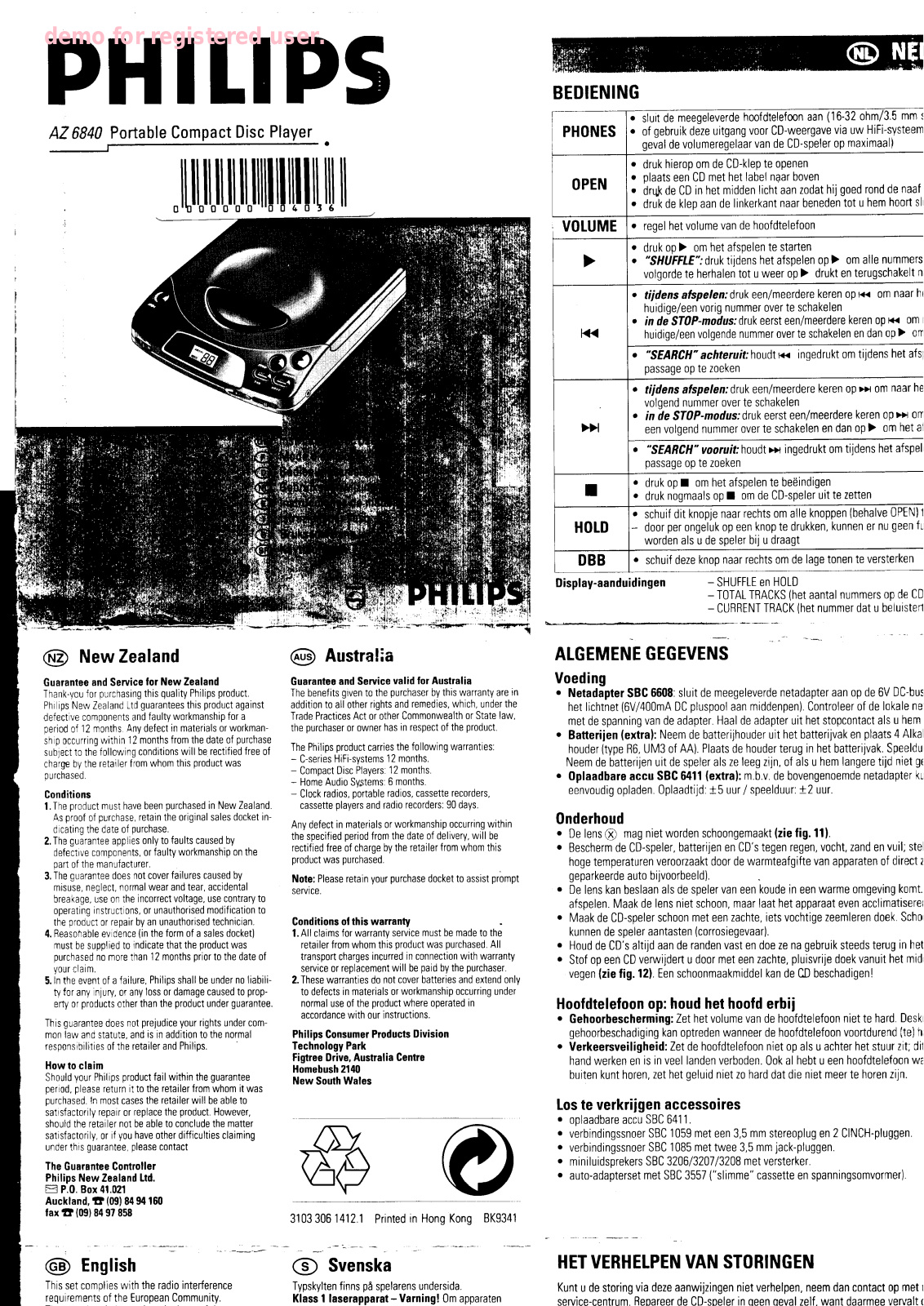 Philips AZ6840/00 User Manual