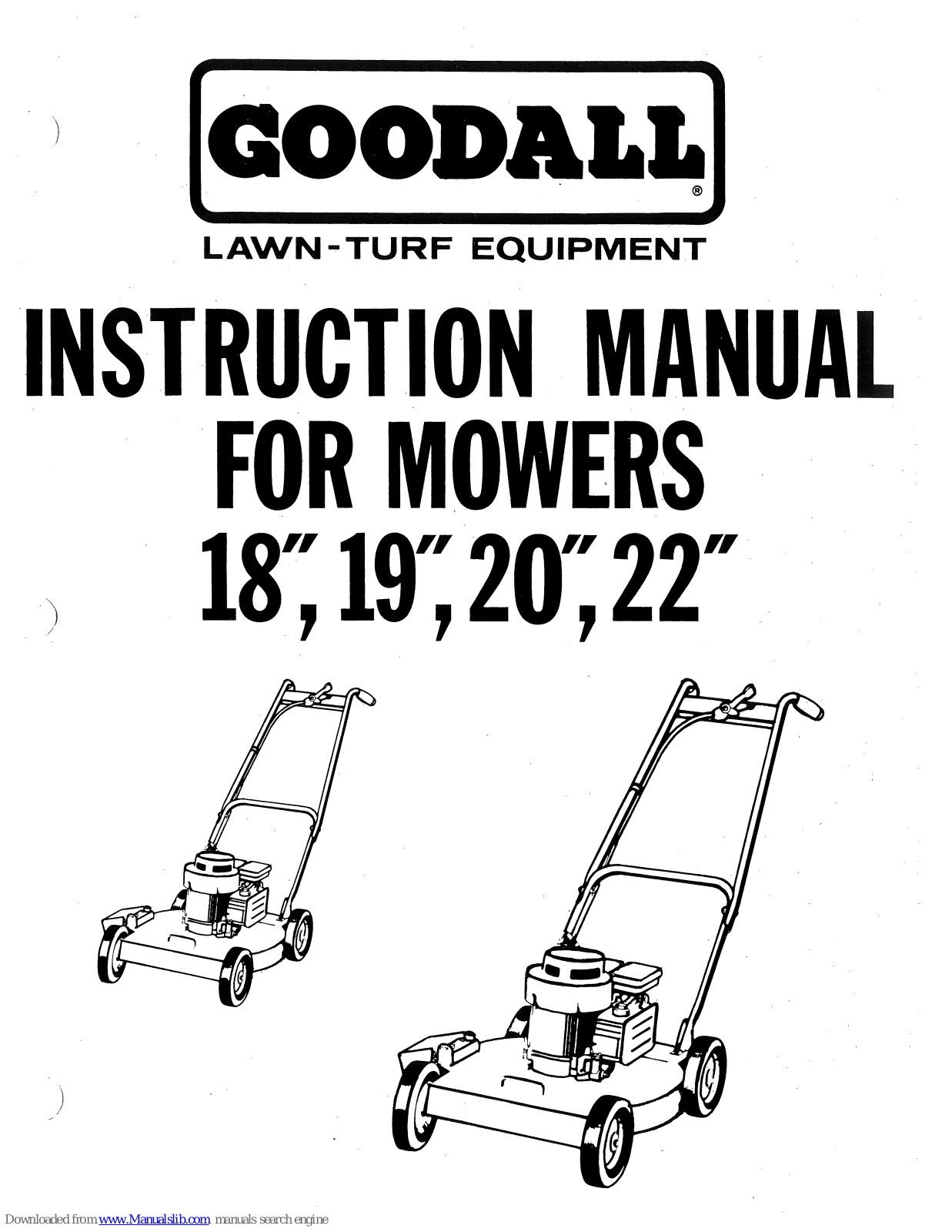 Goodall 18, 19, 20, 22 Instruction Manual