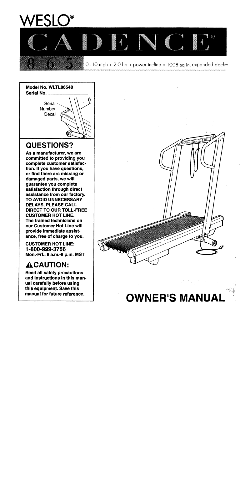 Weslo WLTL86540 Owner's Manual