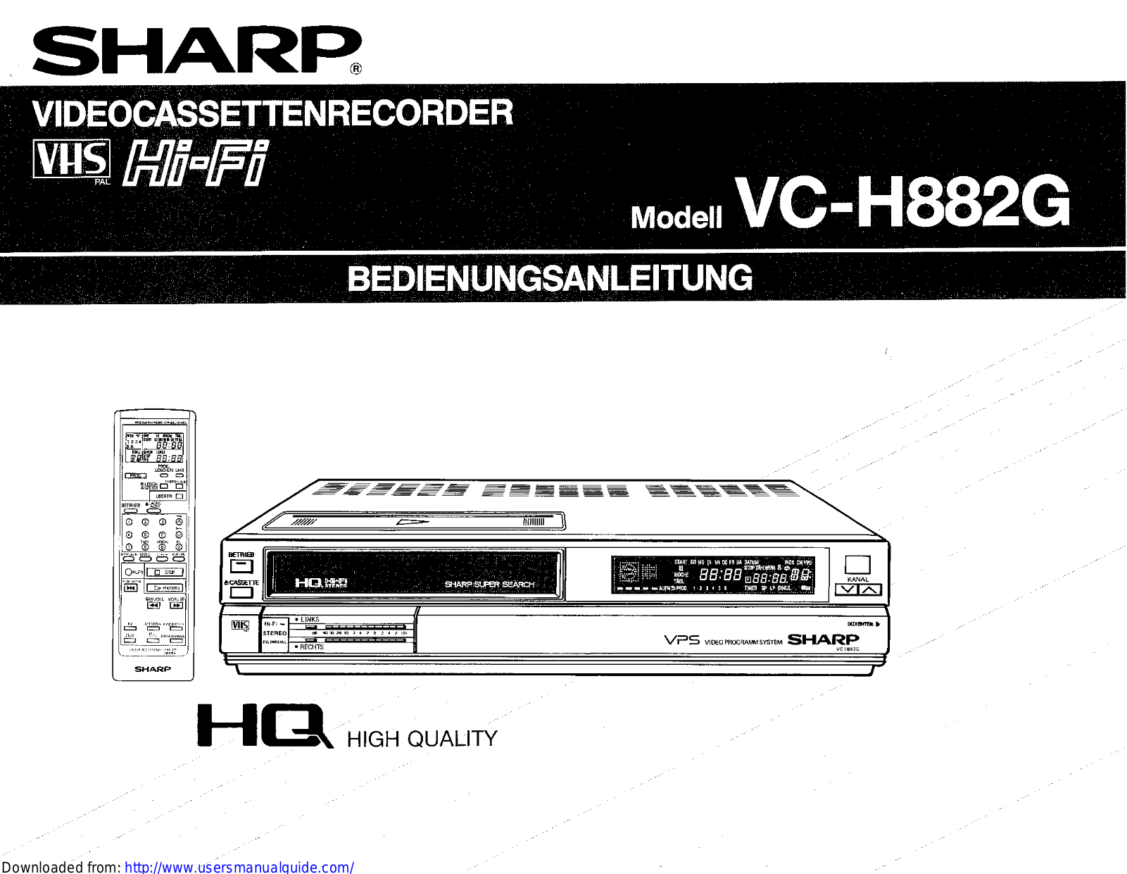 SHARP VC-H882G User Manual