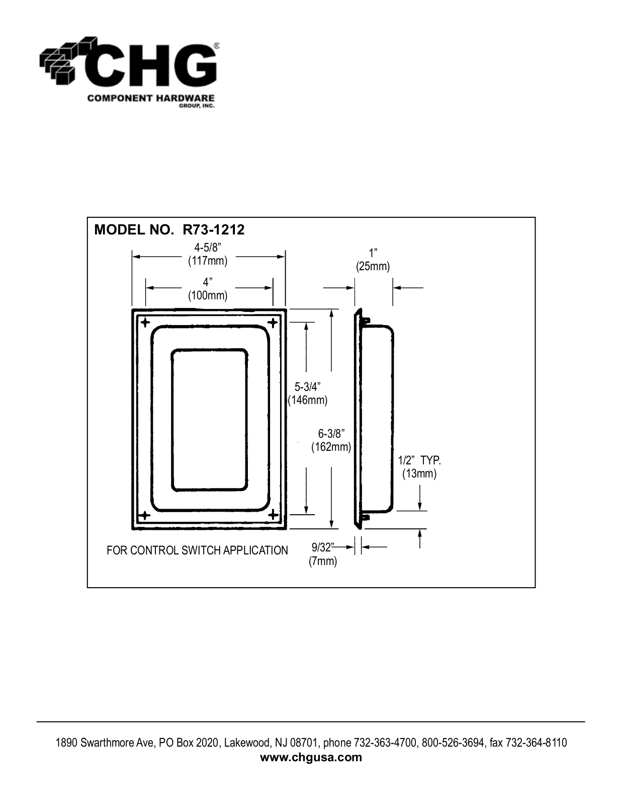 Component Hardware R73-1212 User Manual