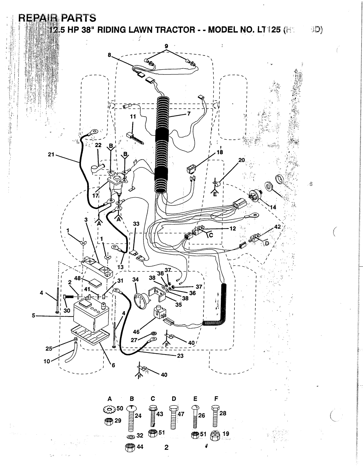 AYP LT125 H12538D NO DECK Parts List