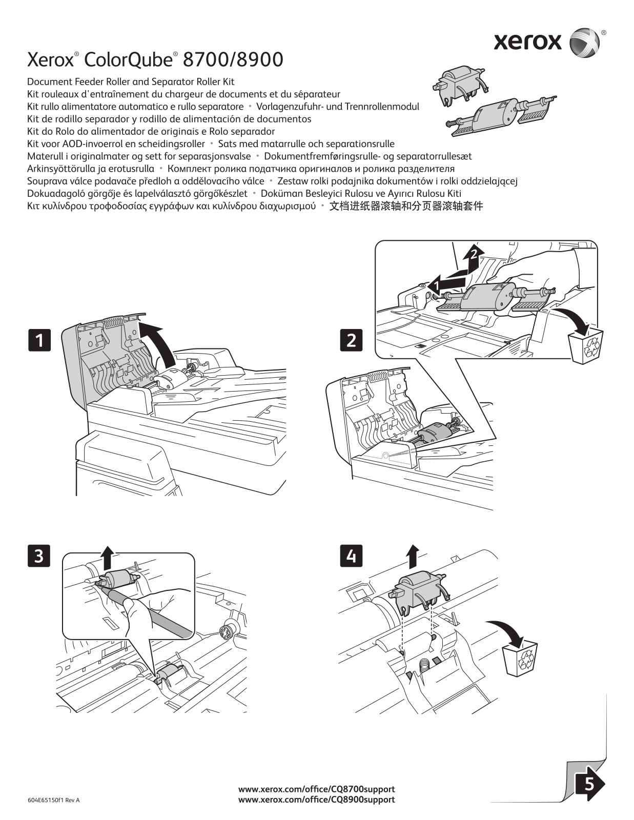 Xerox COLORQUBE 8900, COLORQUBE 8700 Document Feeder Roller and Separator Roller Kit