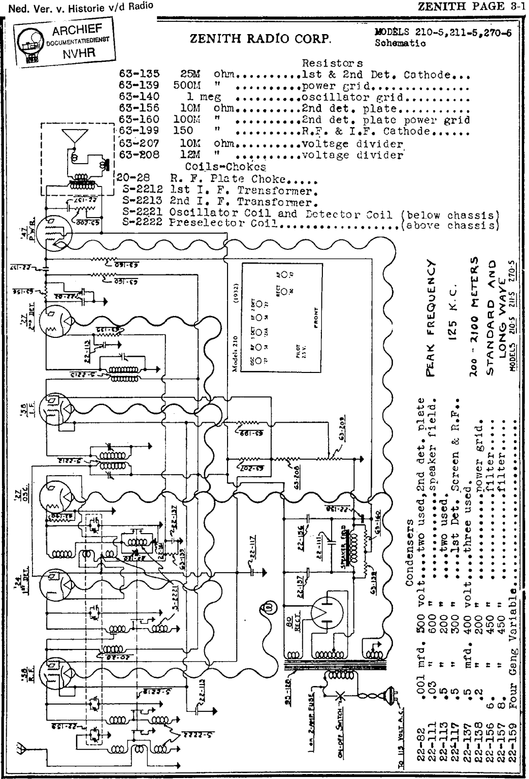 Zenith 210 5 schematic