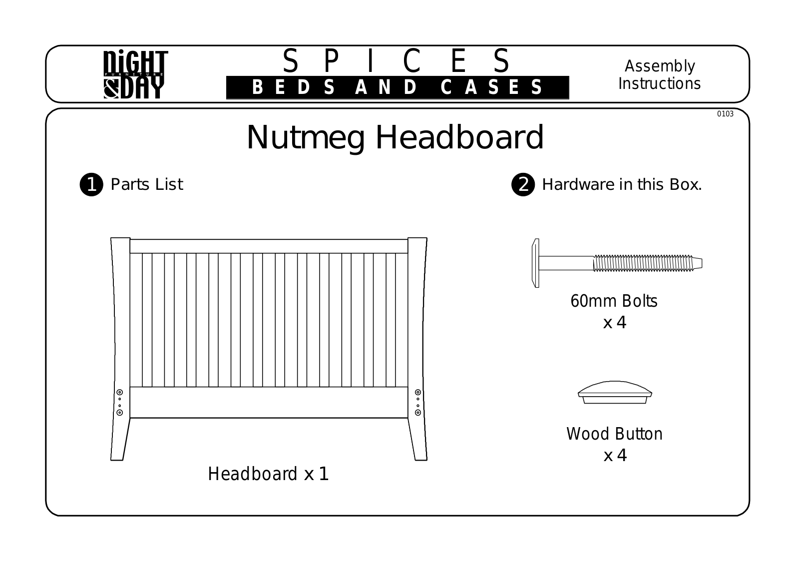 Night & Day Nutmeg Bed Assembly Instruction